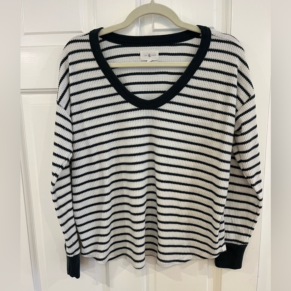 Lou & Grey navy & white waffle shirt
